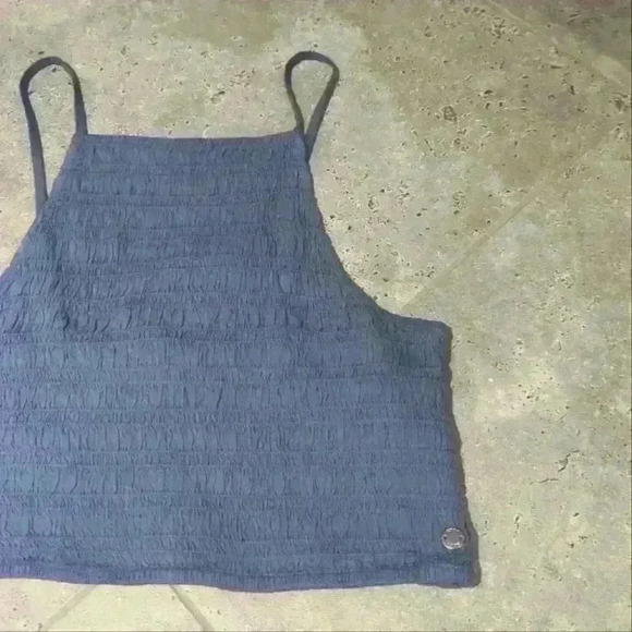 ROXY | Live Free  Blue Smocked Adjustable Crop Top - Picture 4 of 6